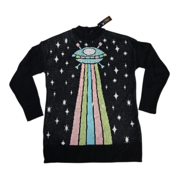Dolls Kill Sweaters - NEW Dolls Kill x Delias UFO In My Atmosphere Intarsia Oversized Knit Sweater S